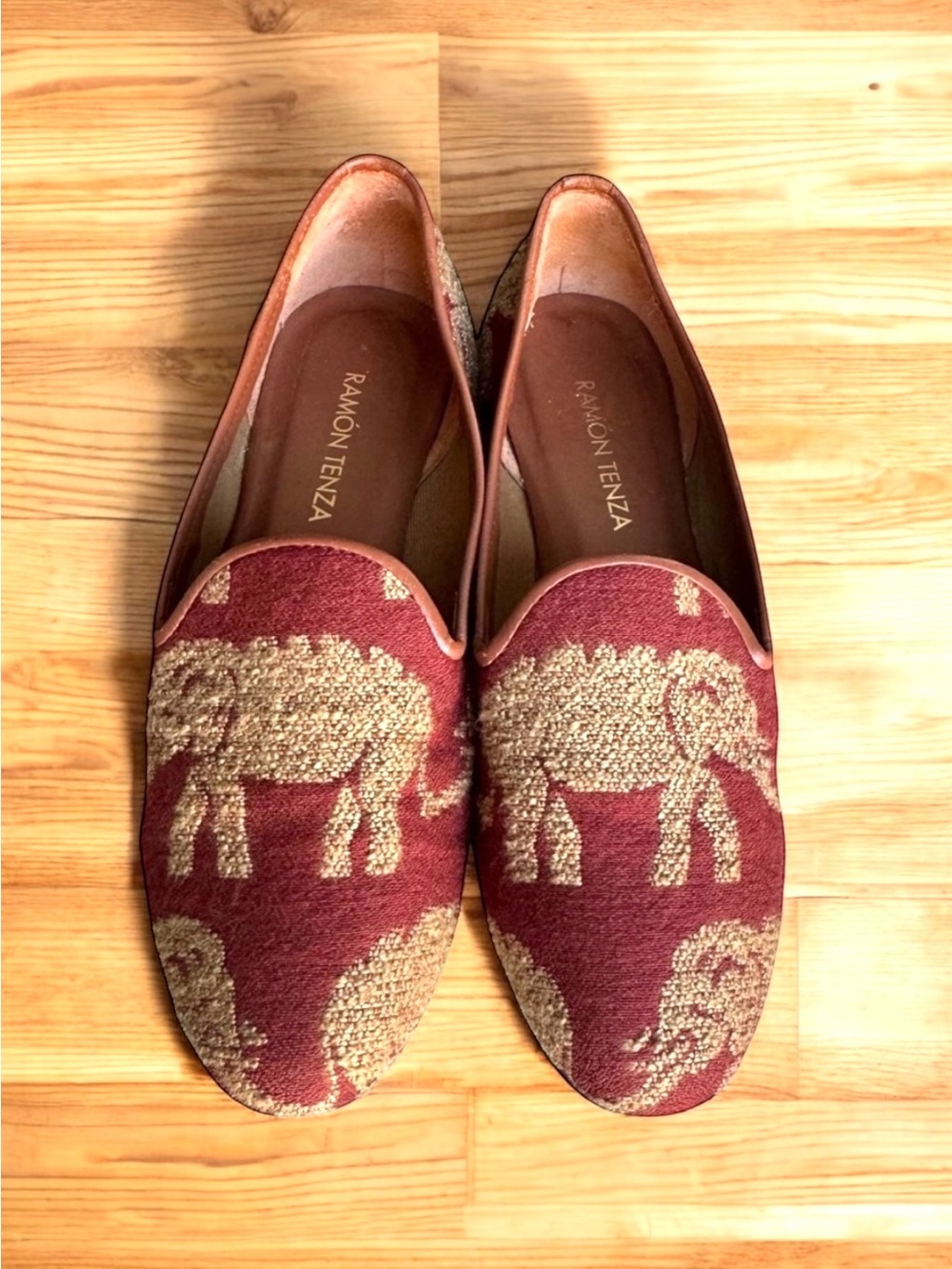Ramon Tenza Red Loafers Elephant Tapestry Flats